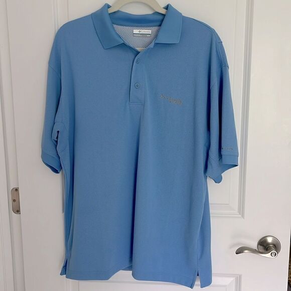 Columbia PFG Omni Shade Polo Shirt Medium Blue NWOT - Picture 1 of 8